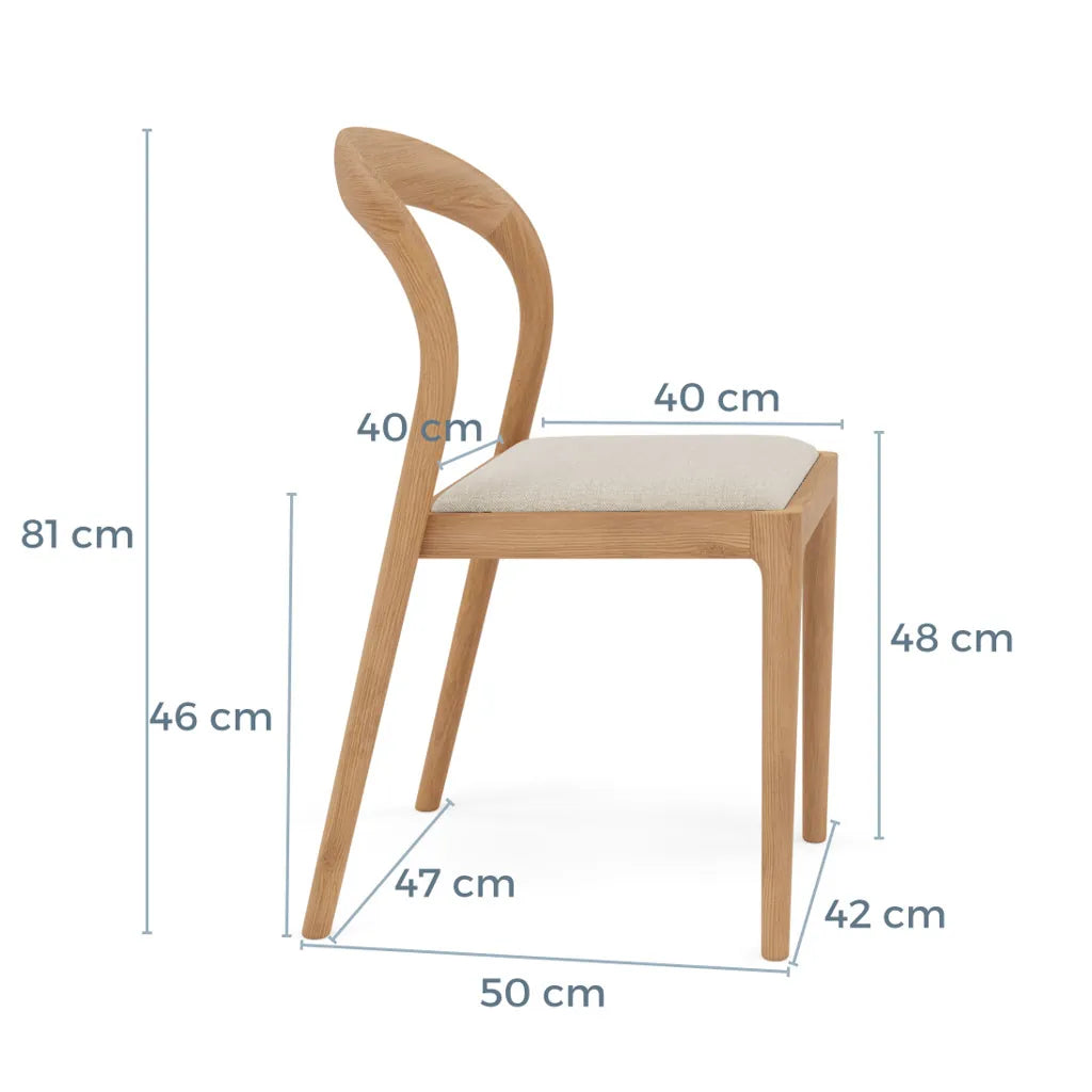 Sara Dining Chair Oatmeal Beige Fabric Solid American Oak