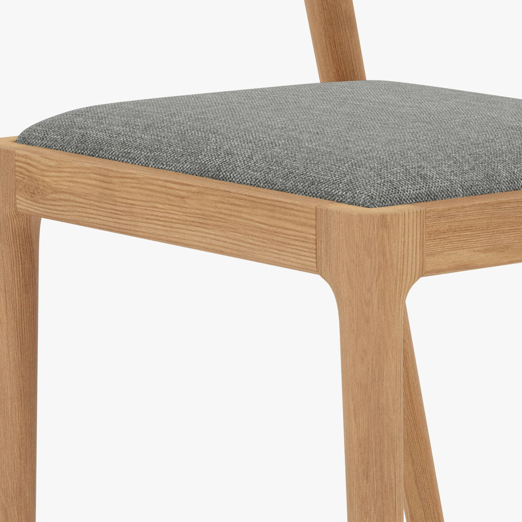 Sara Dining Chair Pewter Grey Fabric Solid American Oak