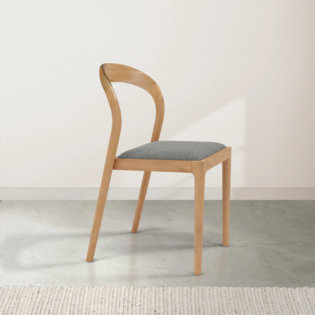 Sara Dining Chair Pewter Grey Fabric Solid American Oak
