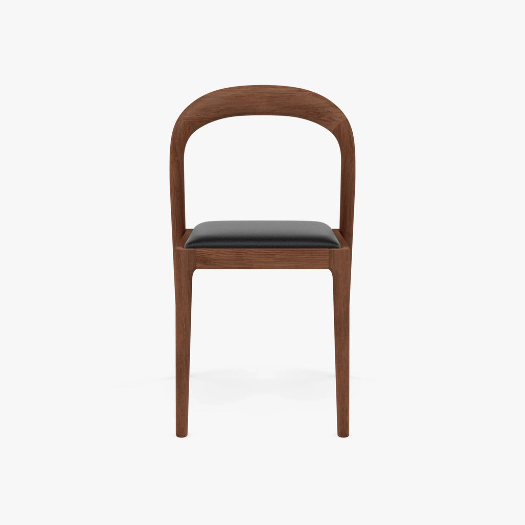 Sara Dining Chair Black Leather Solid American Walnut