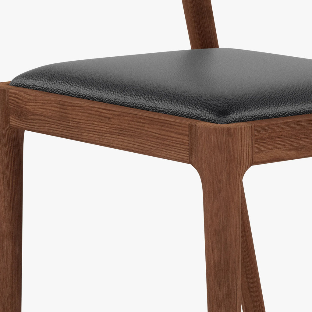 Sara Dining Chair Black Leather Solid American Walnut