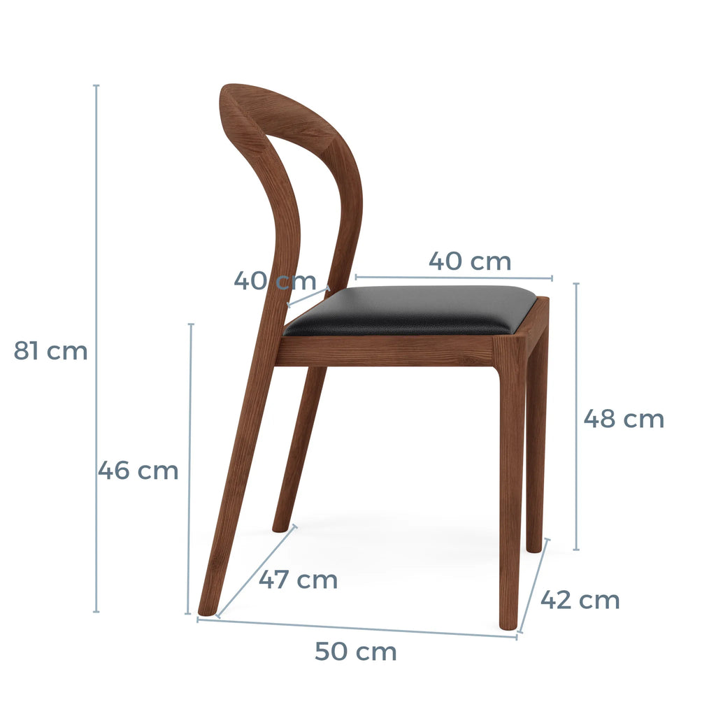 Sara Dining Chair Black Leather Solid American Walnut