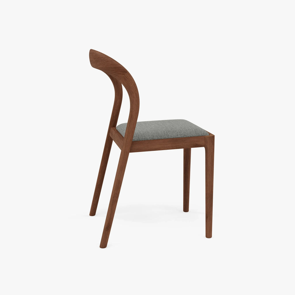 Sara Dining Chair Pewter Grey Fabric Solid American Walnut