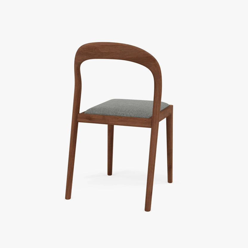 Sara Dining Chair Pewter Grey Fabric Solid American Walnut