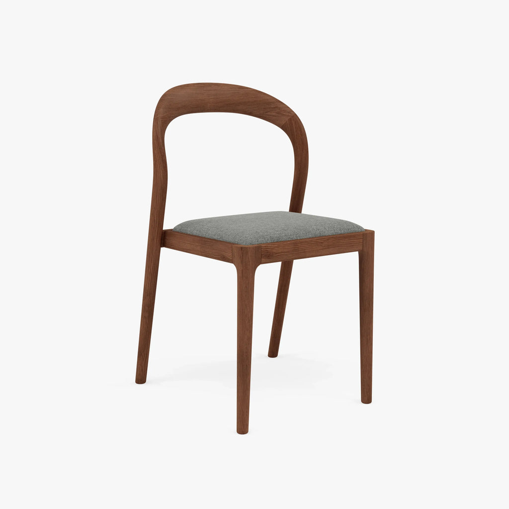 Sara Dining Chair Pewter Grey Fabric Solid American Walnut