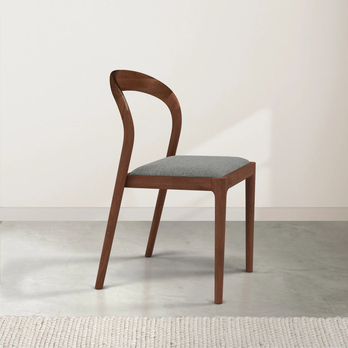 Sara Dining Chair Pewter Grey Fabric Solid American Walnut