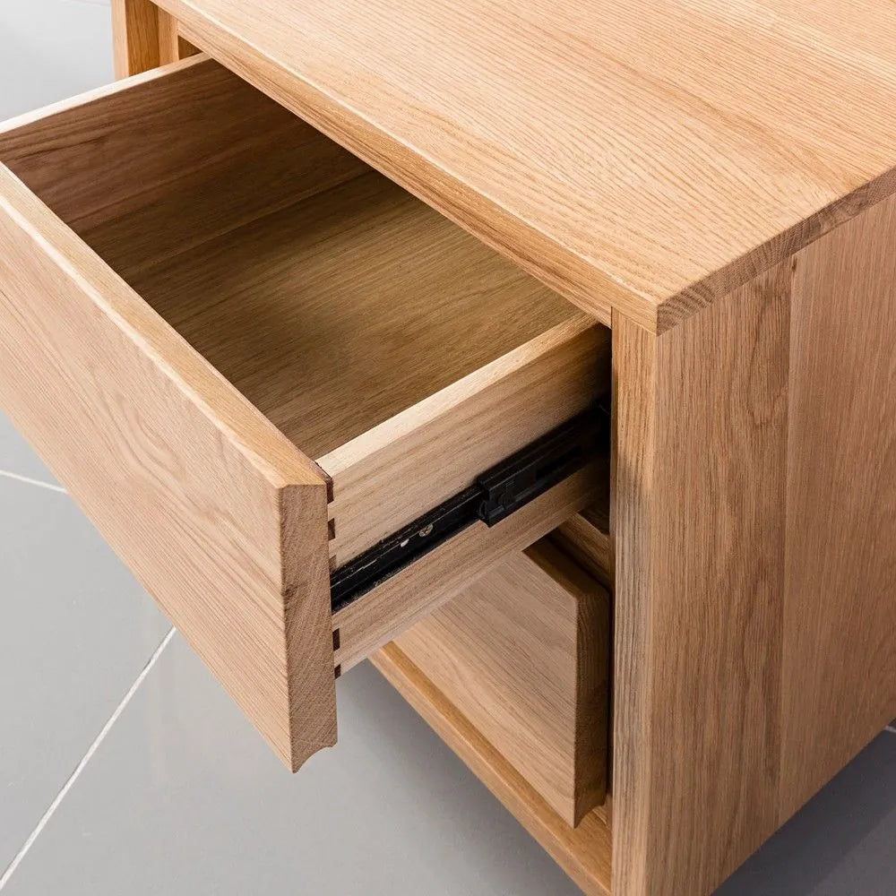 Tobias Bedside Table 2 Drawers 45 x 45cm Solid American Oak