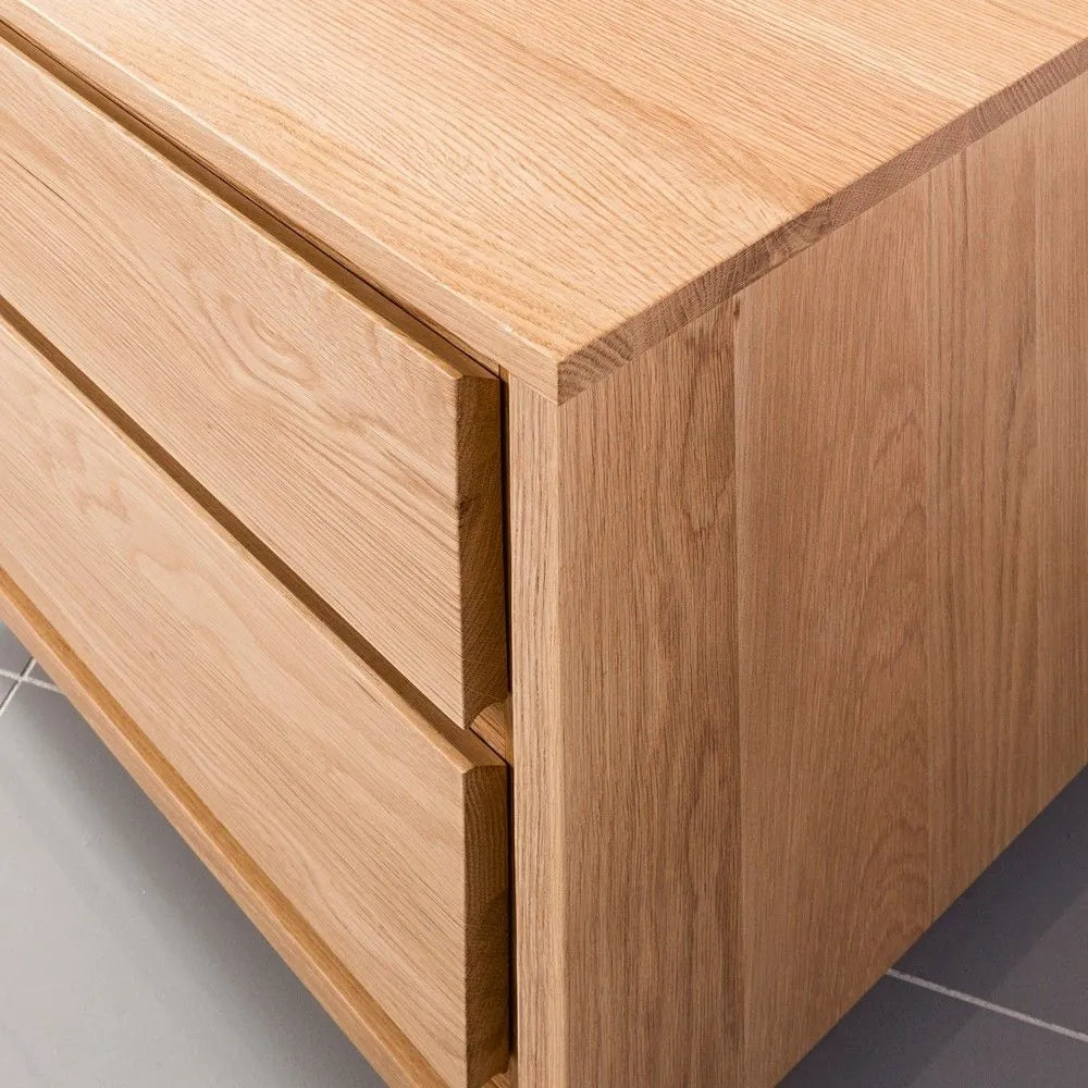 Tobias Bedside Table 2 Drawers 45 x 45cm Solid American Oak