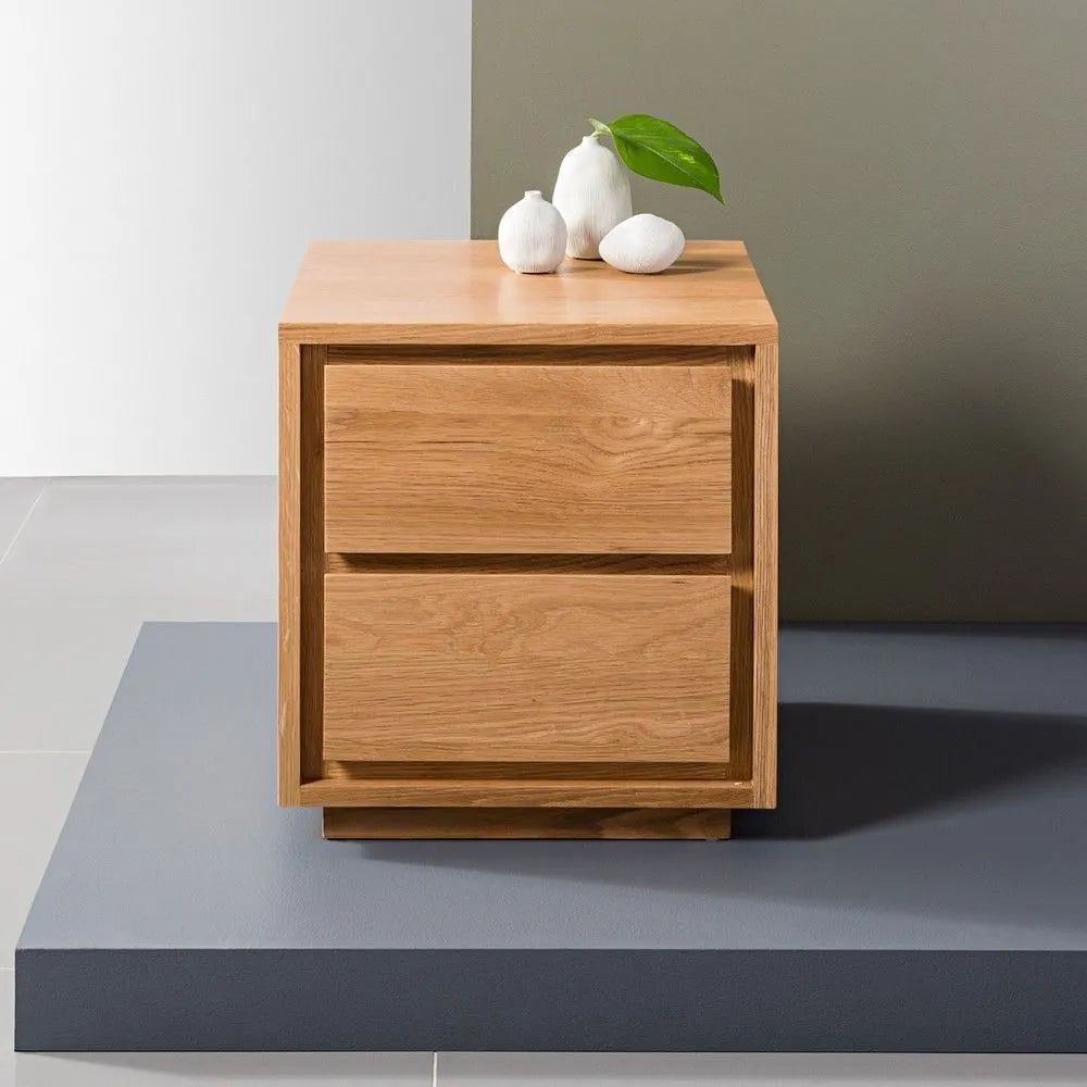 Tobias Bedside Table 2 Drawers 45 x 45cm Solid American Oak