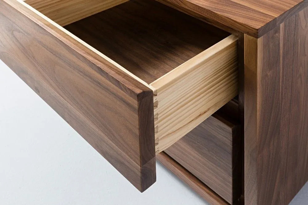 Tobias Bedside Table 2 Drawers 45 x 45cm Solid American Walnut