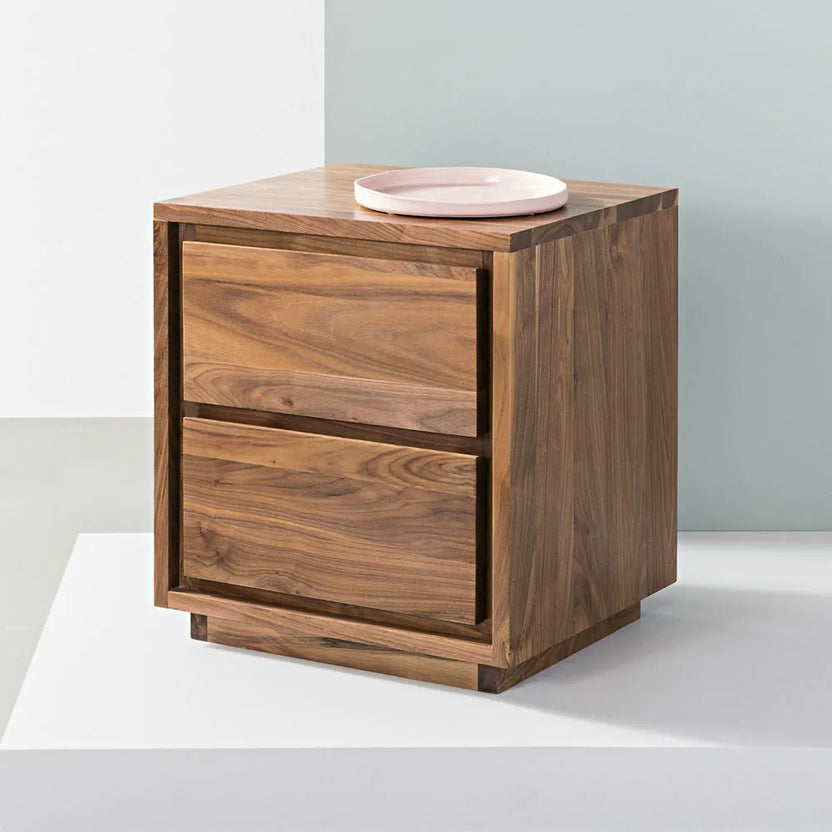 Tobias Bedside Table 2 Drawers 45 x 45cm Solid American Walnut