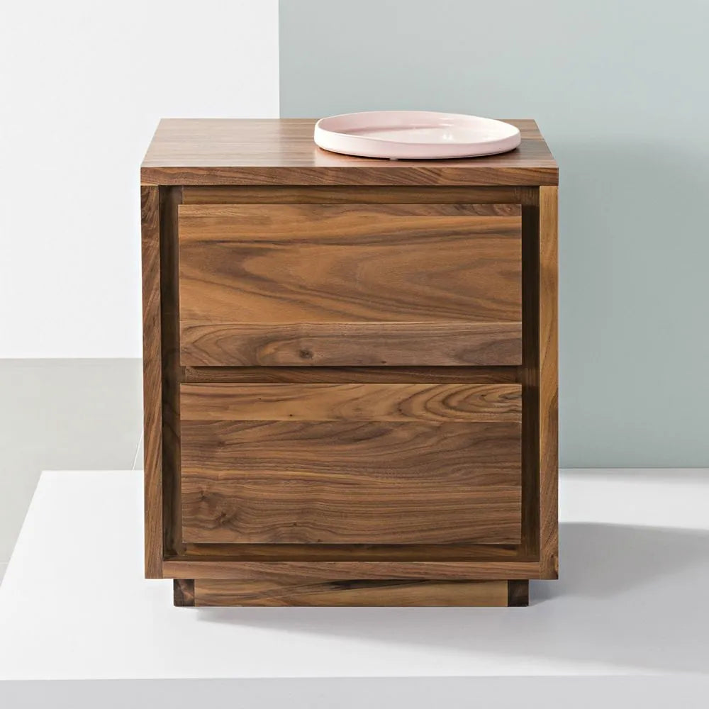 Tobias Bedside Table 2 Drawers 45 x 45cm Solid American Walnut