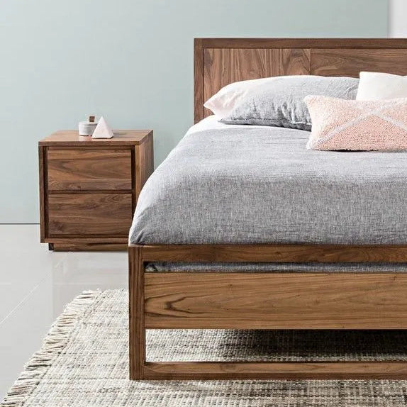 Tobias Bedside Table 2 Drawers 45 x 45cm Solid American Walnut