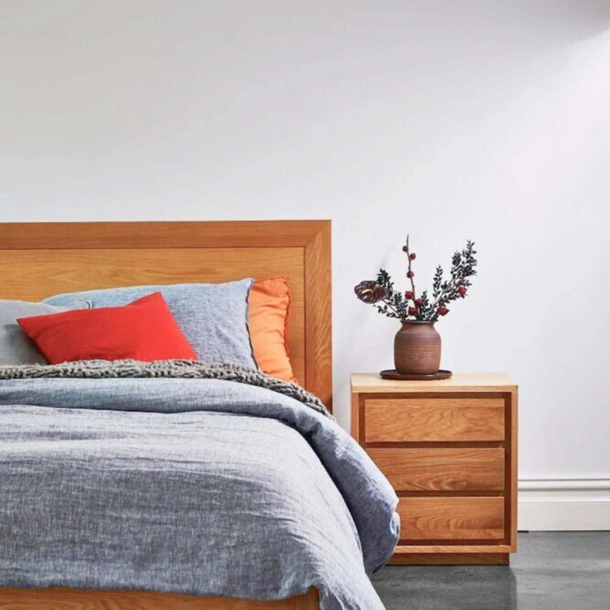 Tobias Bedside Table 3 Drawers 50 x 40cm Solid American Oak