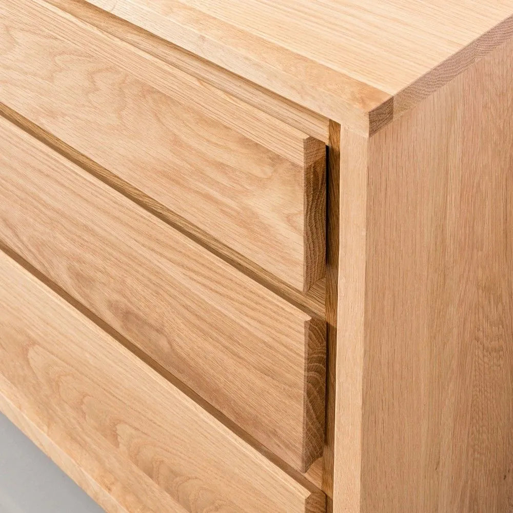 Tobias Bedside Table 3 Drawers 50 x 40cm Solid American Oak