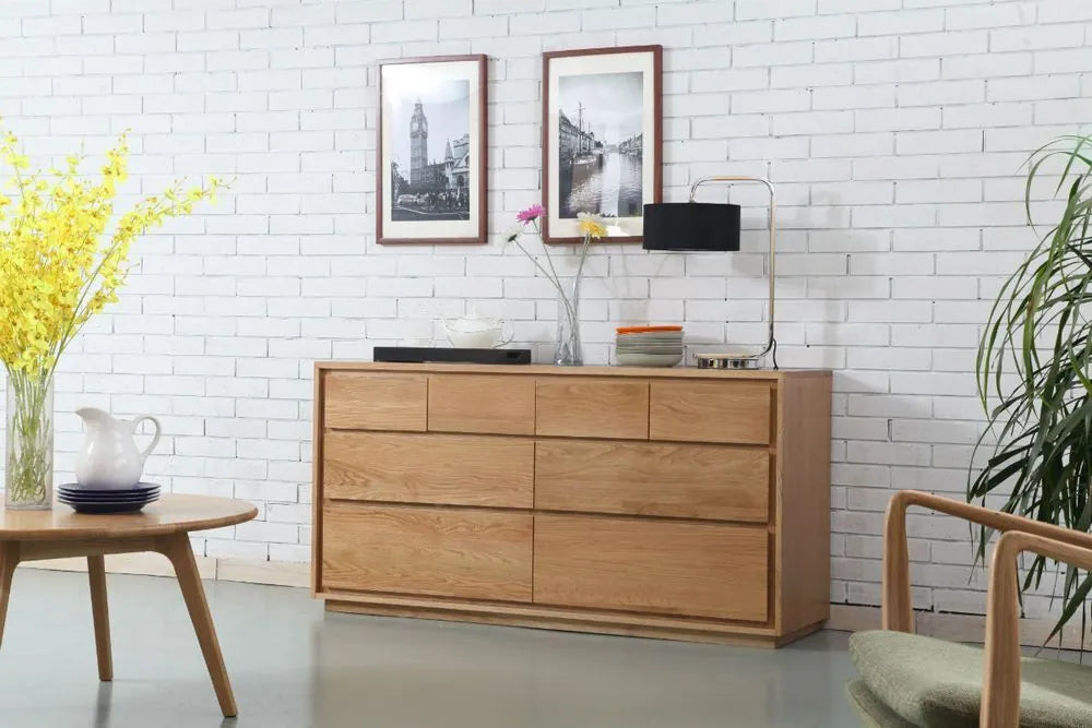 Tobias Chest 8 Drawers 150 x 45cm Solid American Oak