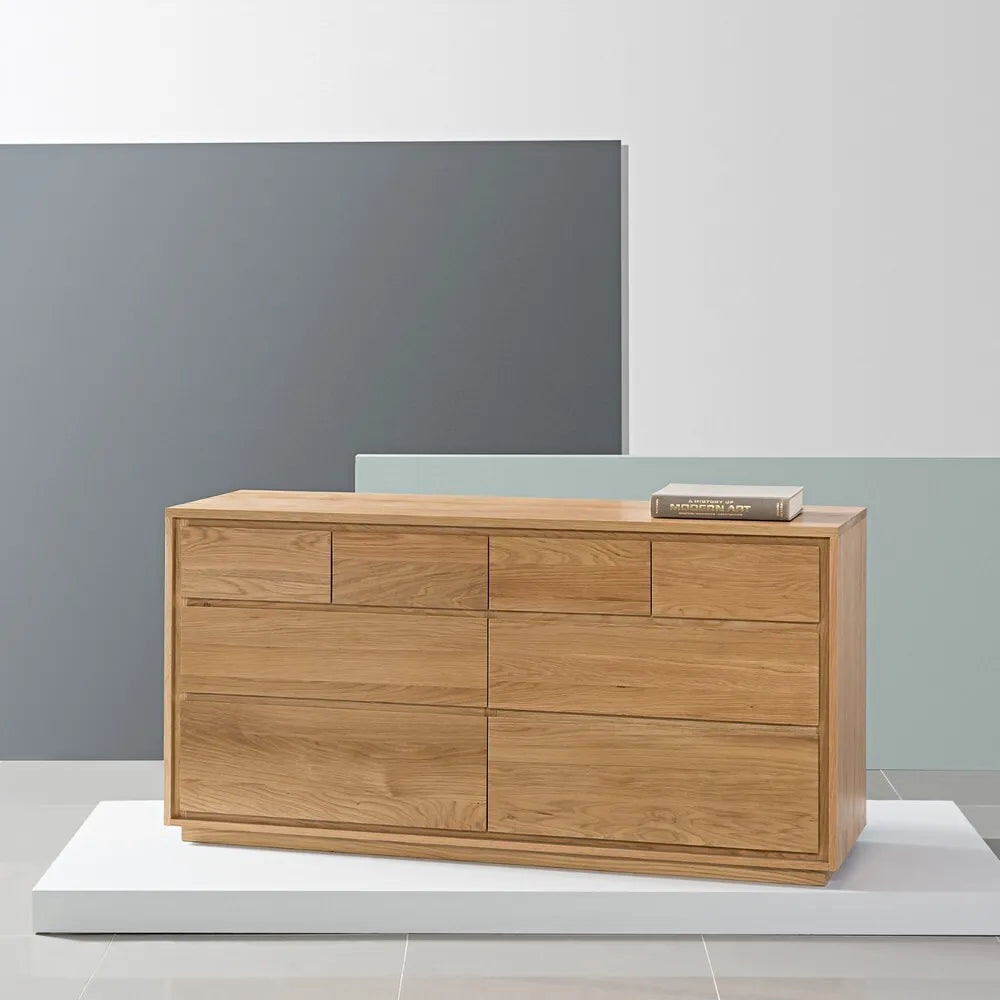 Tobias Chest 8 Drawers 150 x 45cm Solid American Oak