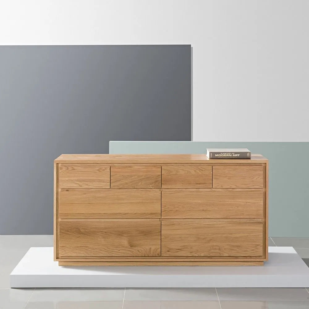 Tobias Chest 8 Drawers 150 x 45cm Solid American Oak