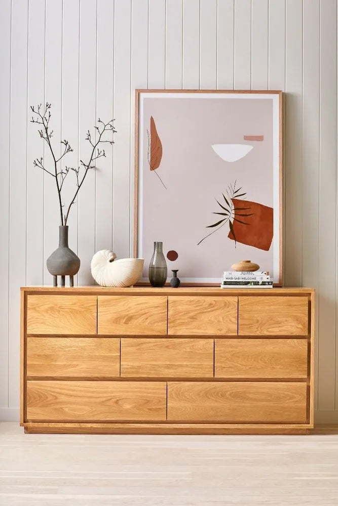 Tobias Chest 9 Drawers 160 x 45cm Solid American Oak
