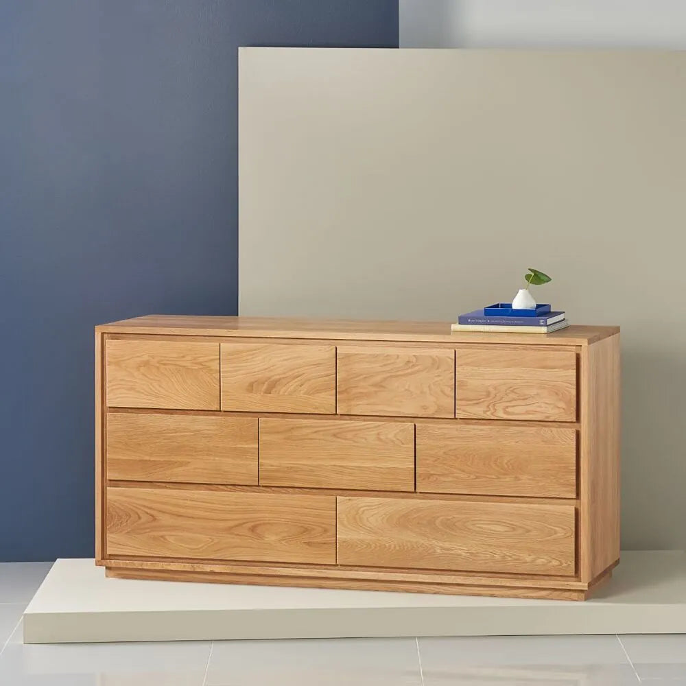 Tobias Chest 9 Drawers 160 x 45cm Solid American Oak