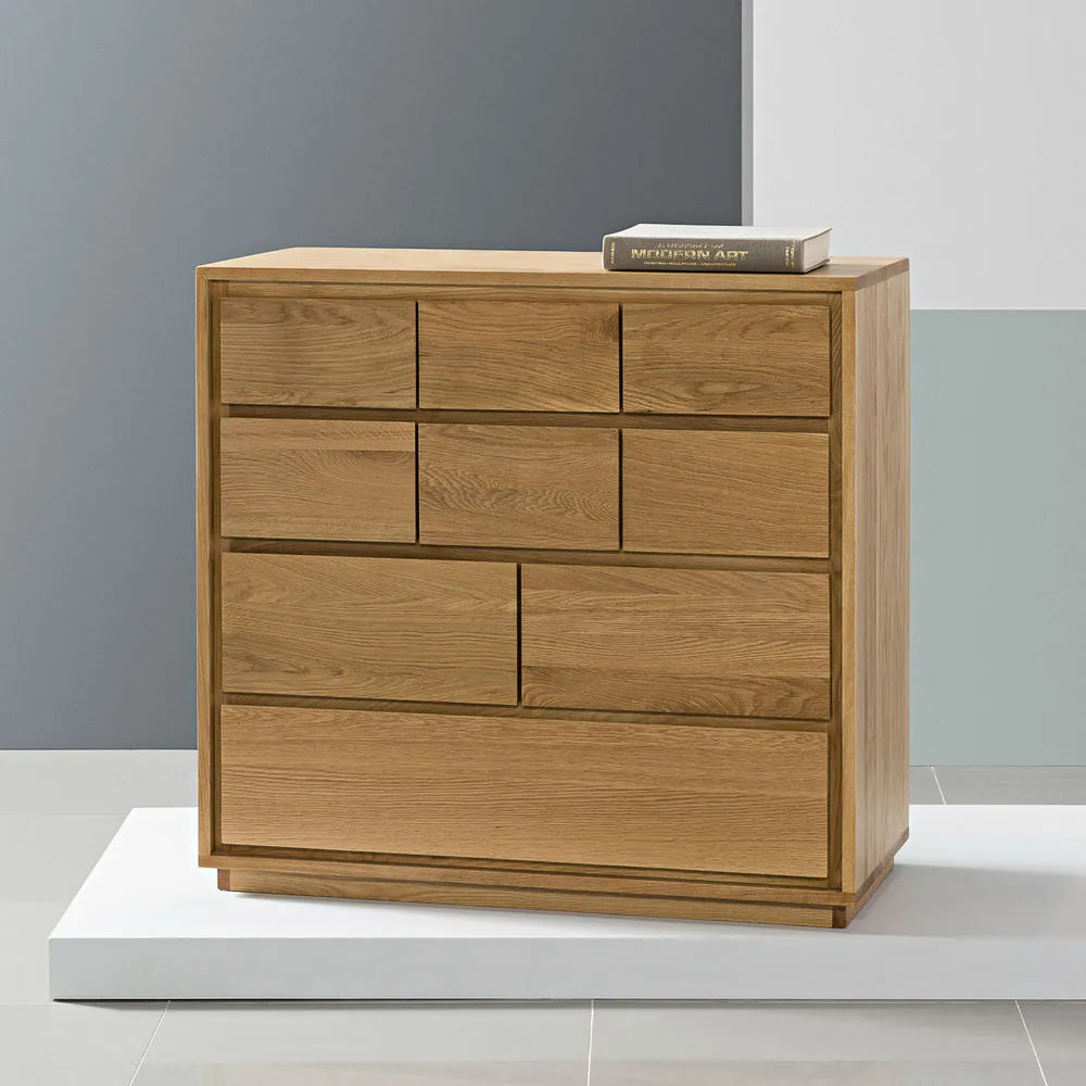 Tobias Tallboy 9 Drawers 100 x 45cm Solid American Oak