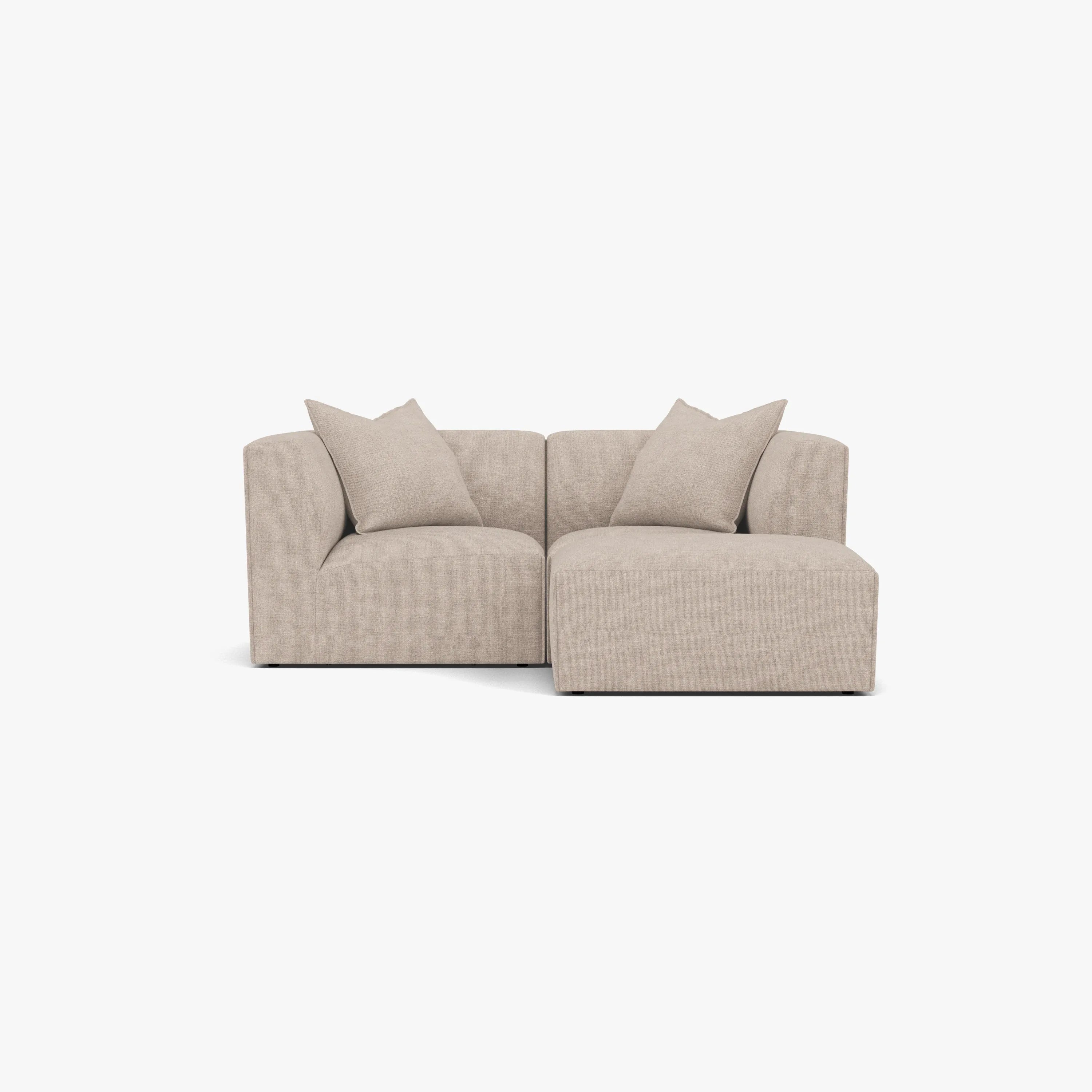 Walt Modular Sofa 2-Seater Chaise Ivory Beige Fabric