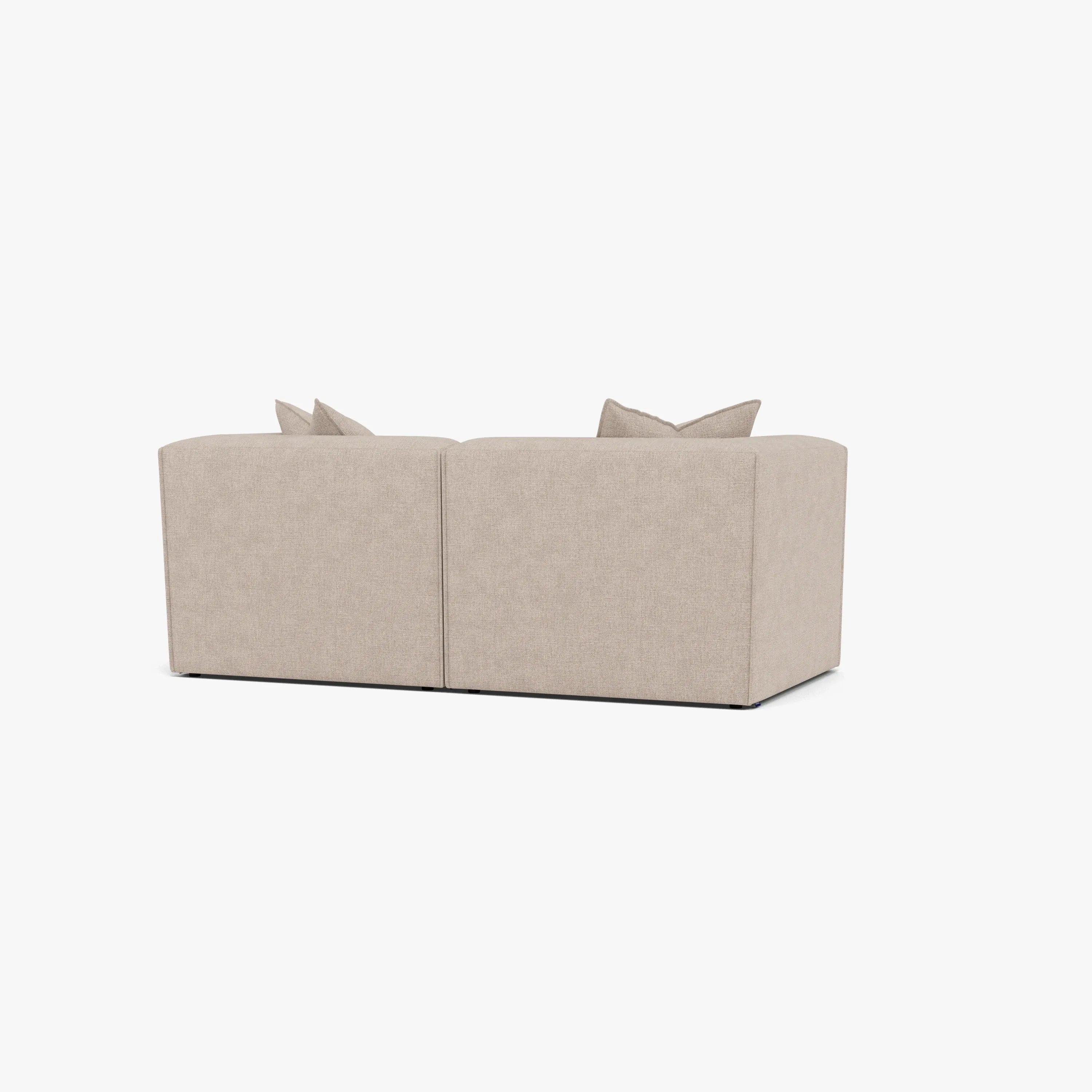 Walt Modular Sofa 2-Seater Chaise Ivory Beige Fabric Solid American Oak