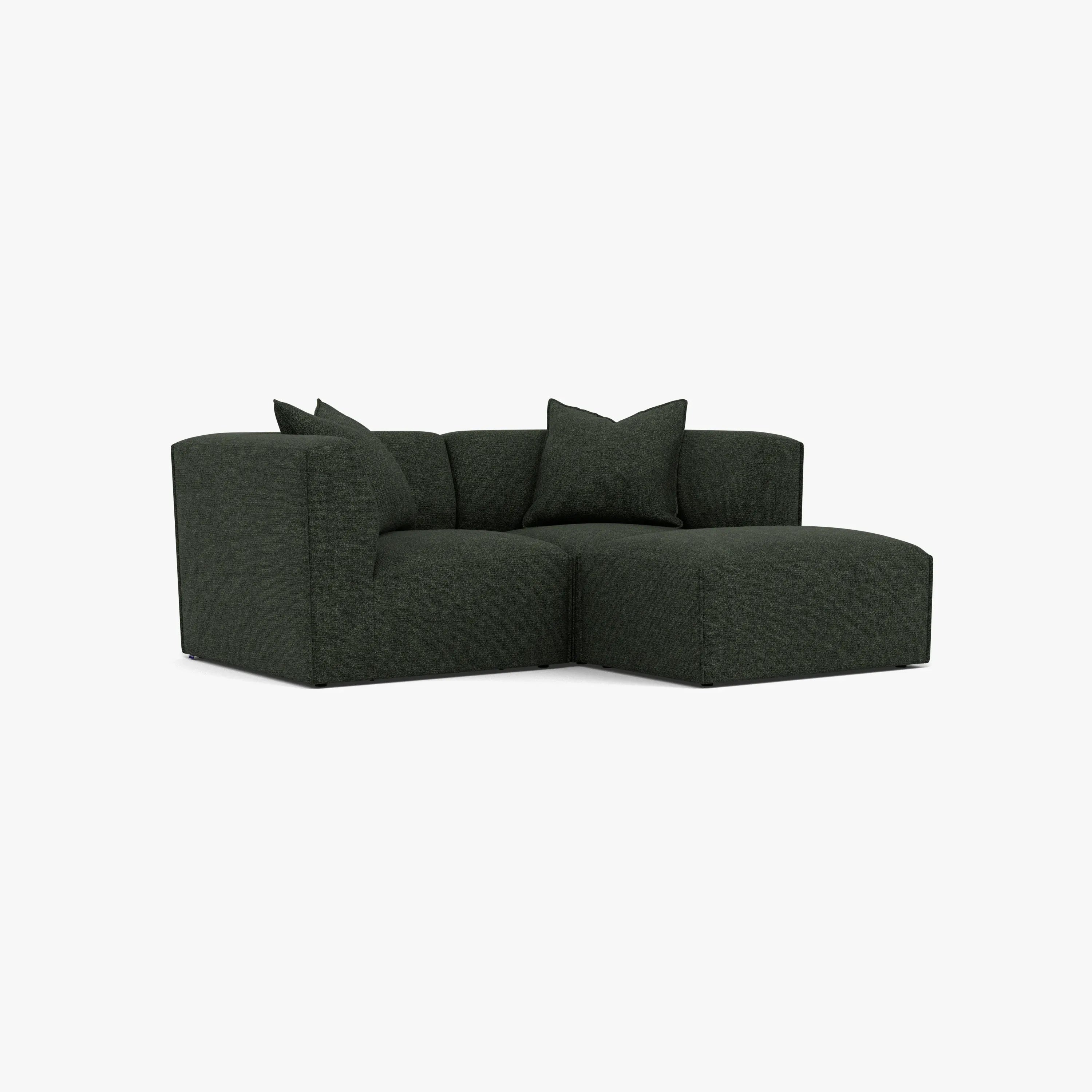 Walt Modular Sofa 2-Seater Chaise Olive Green Fabric