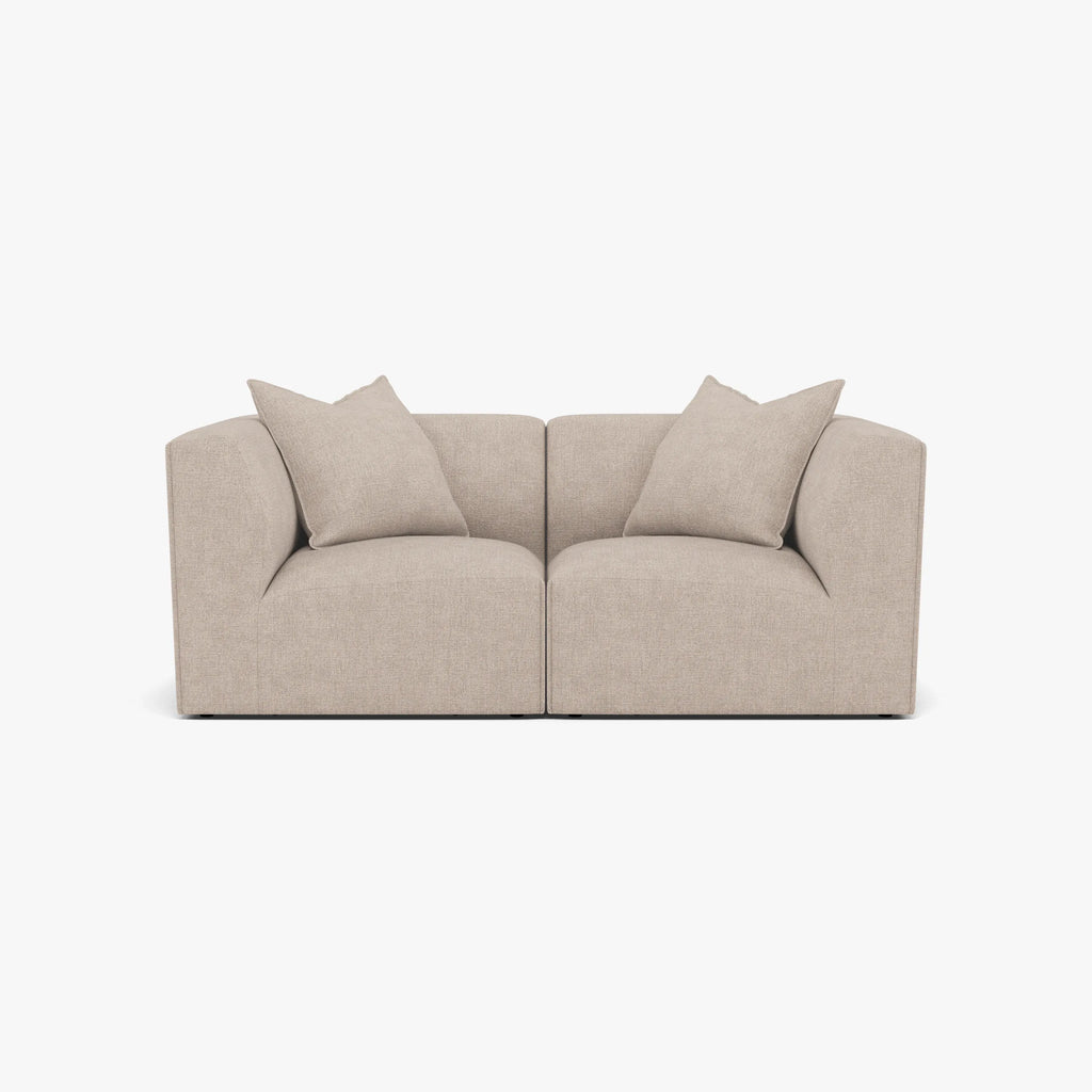 Walt Modular Sofa 2-Seater Ivory Beige Fabric Solid American Oak