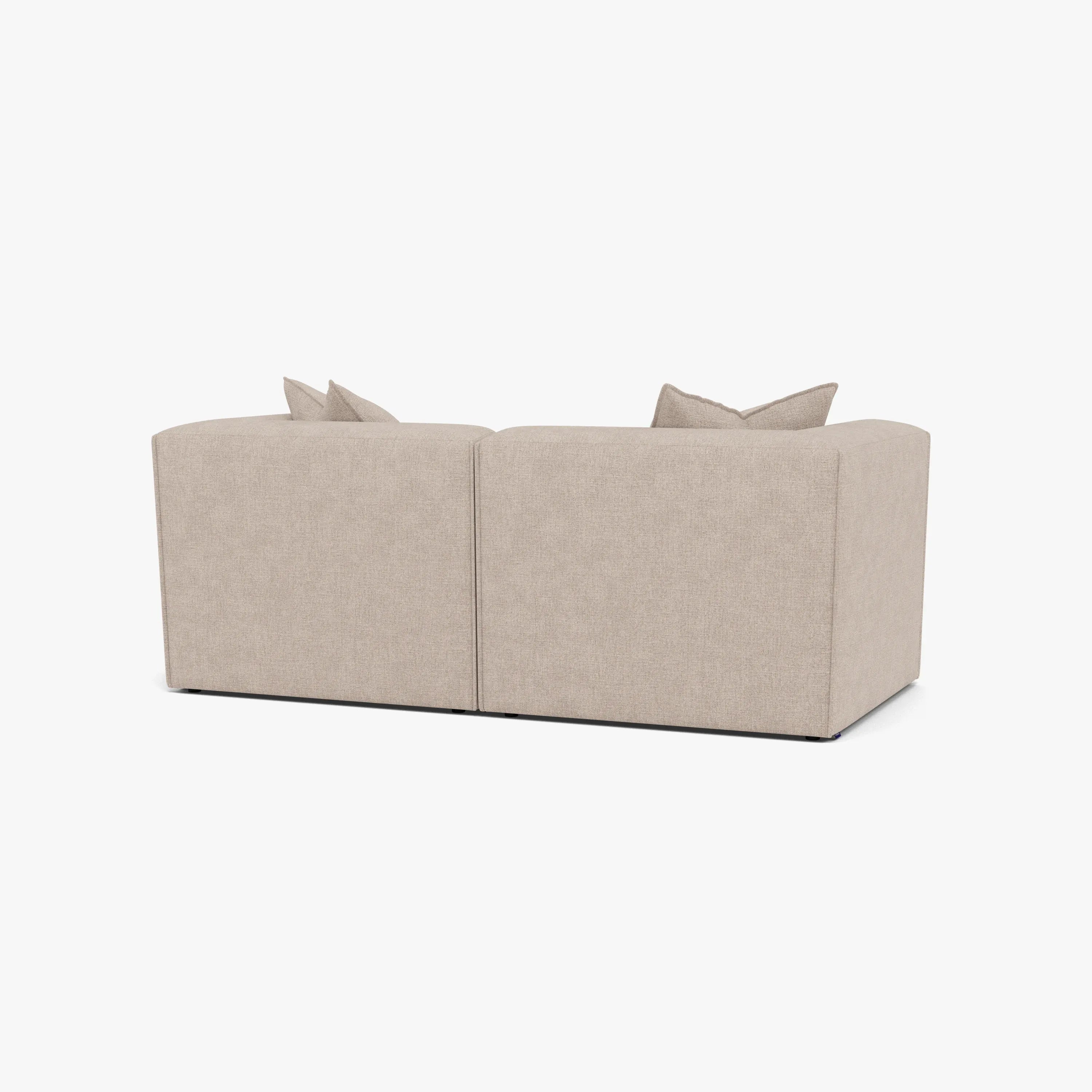 Walt Modular Sofa 2-Seater Ivory Beige Fabric Solid American Oak