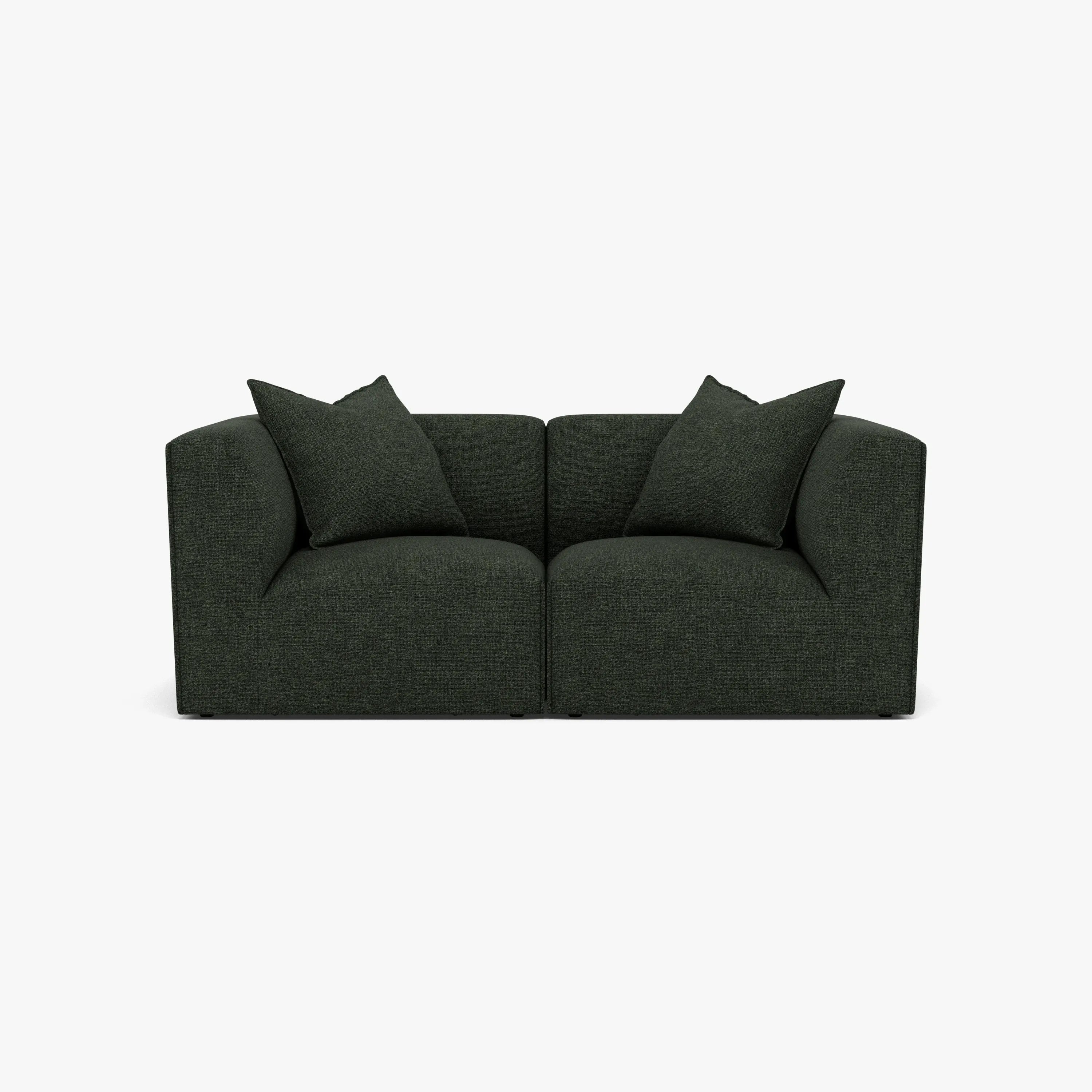 Walt Modular Sofa 2-Seater Olive Green Fabric Solid American Oak
