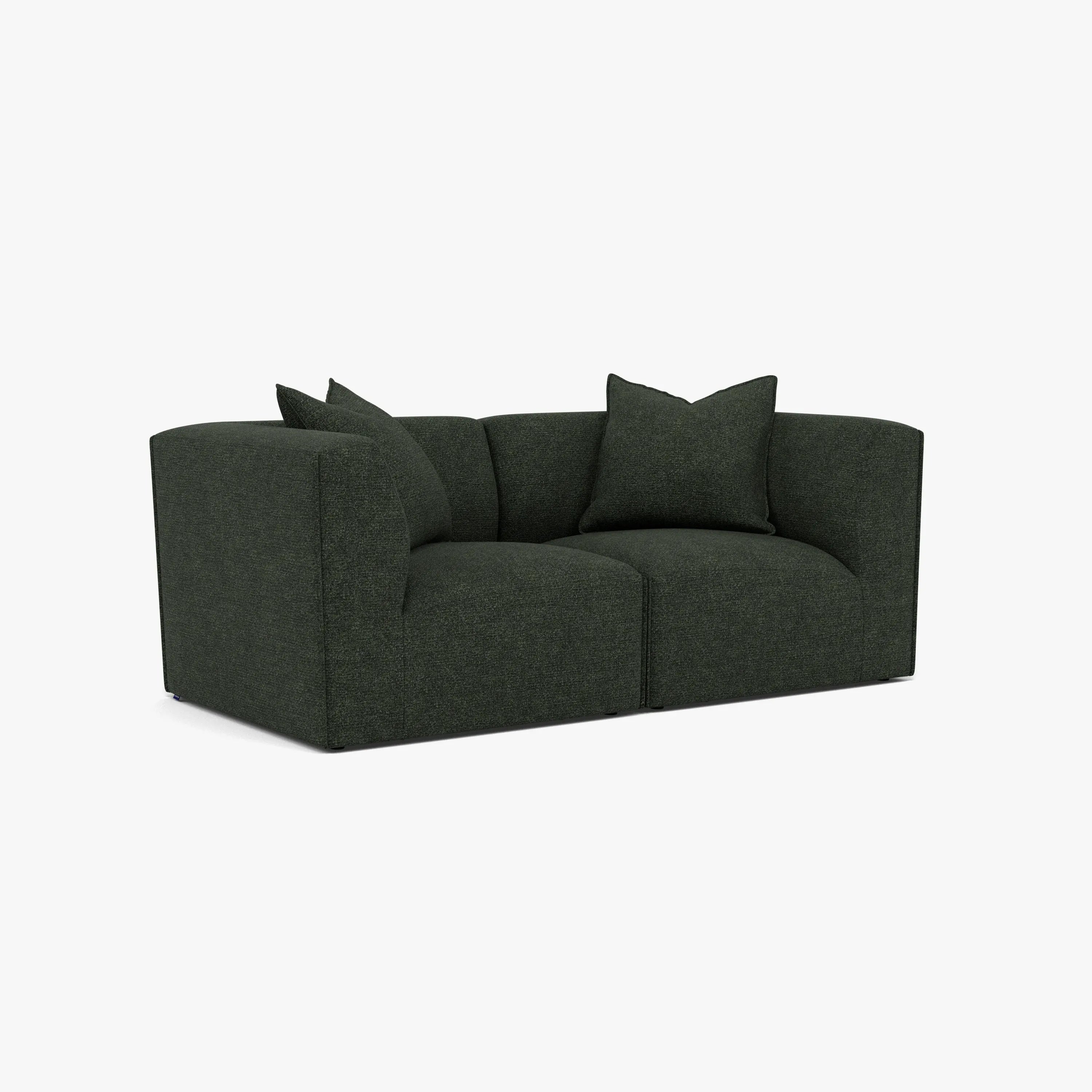 Walt Modular Sofa 2-Seater Olive Green Fabric Solid American Oak