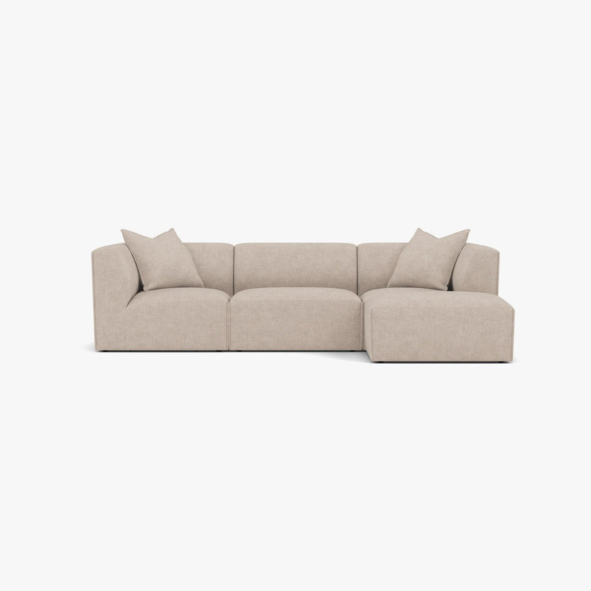 Walt Modular Sofa 3-Seater Chaise Ivory Beige Fabric