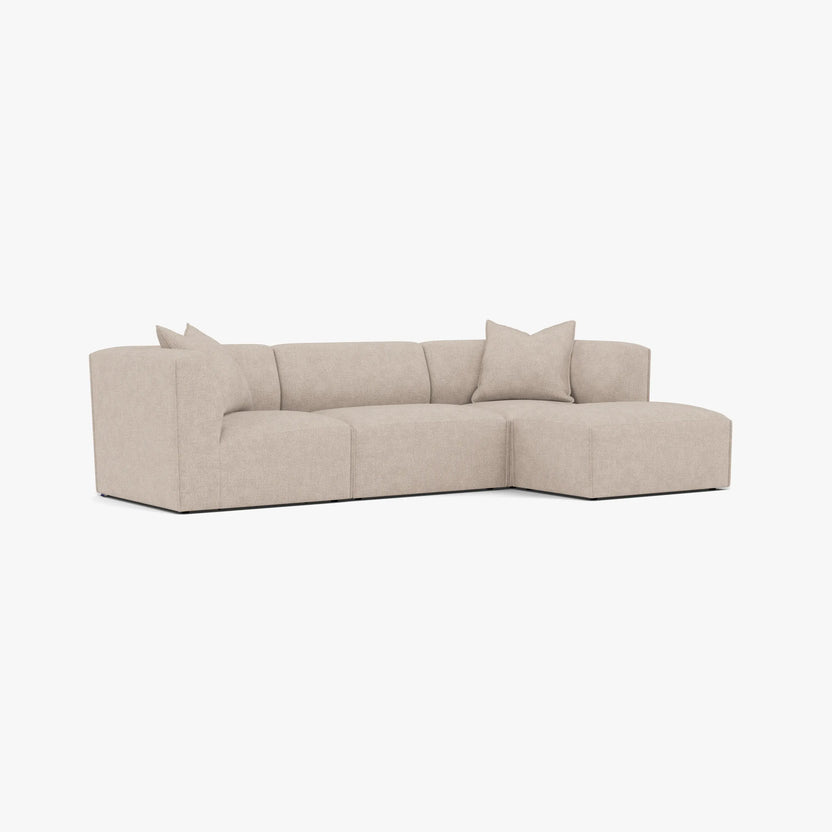 Walt Modular Sofa 3-Seater Chaise Ivory Beige Fabric