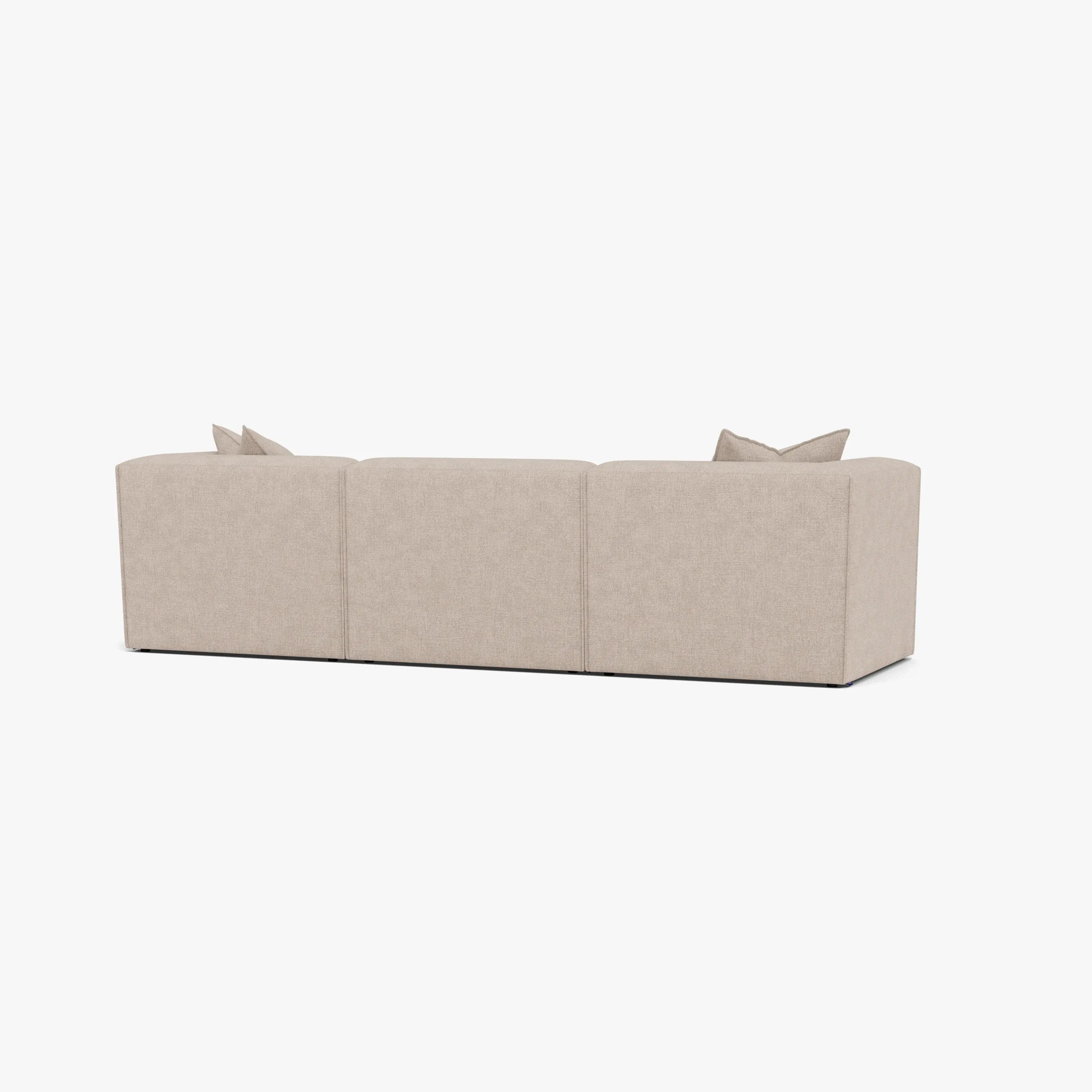 Walt Modular Sofa 3-Seater Chaise Ivory Beige Fabric Solid American Oak