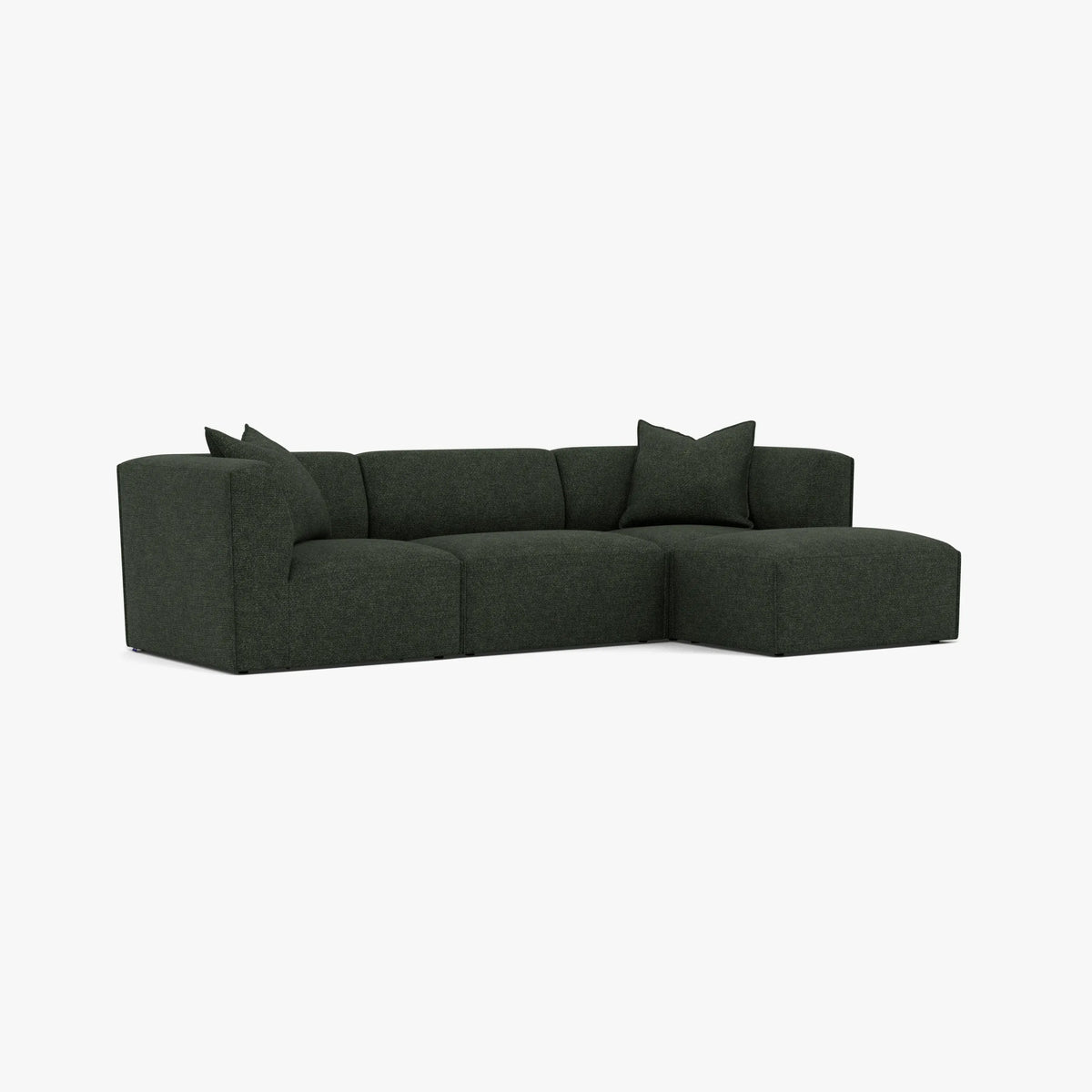 Walt Modular Sofa 3-Seater Chaise Olive Green Fabric