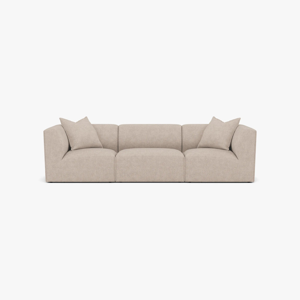 Walt Modular Sofa 3-Seater Ivory Beige Fabric Solid American Oak