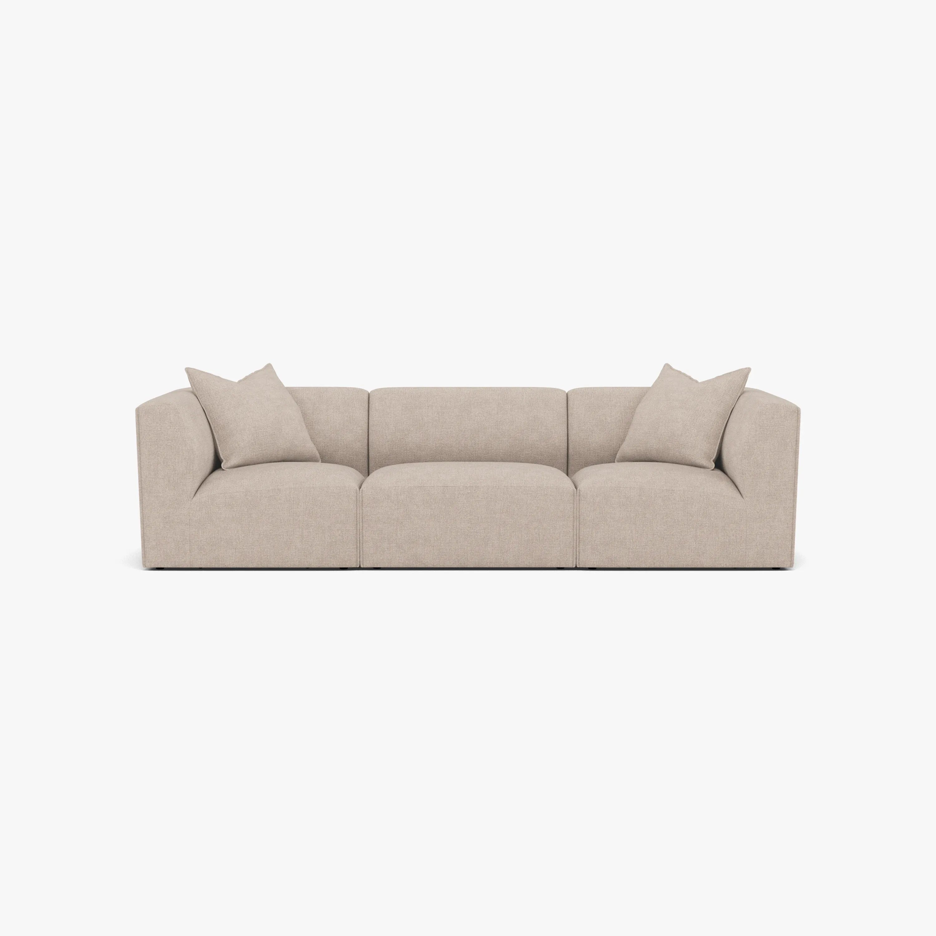 Walt Modular Sofa 3-Seater Ivory Beige Fabric Solid American Oak