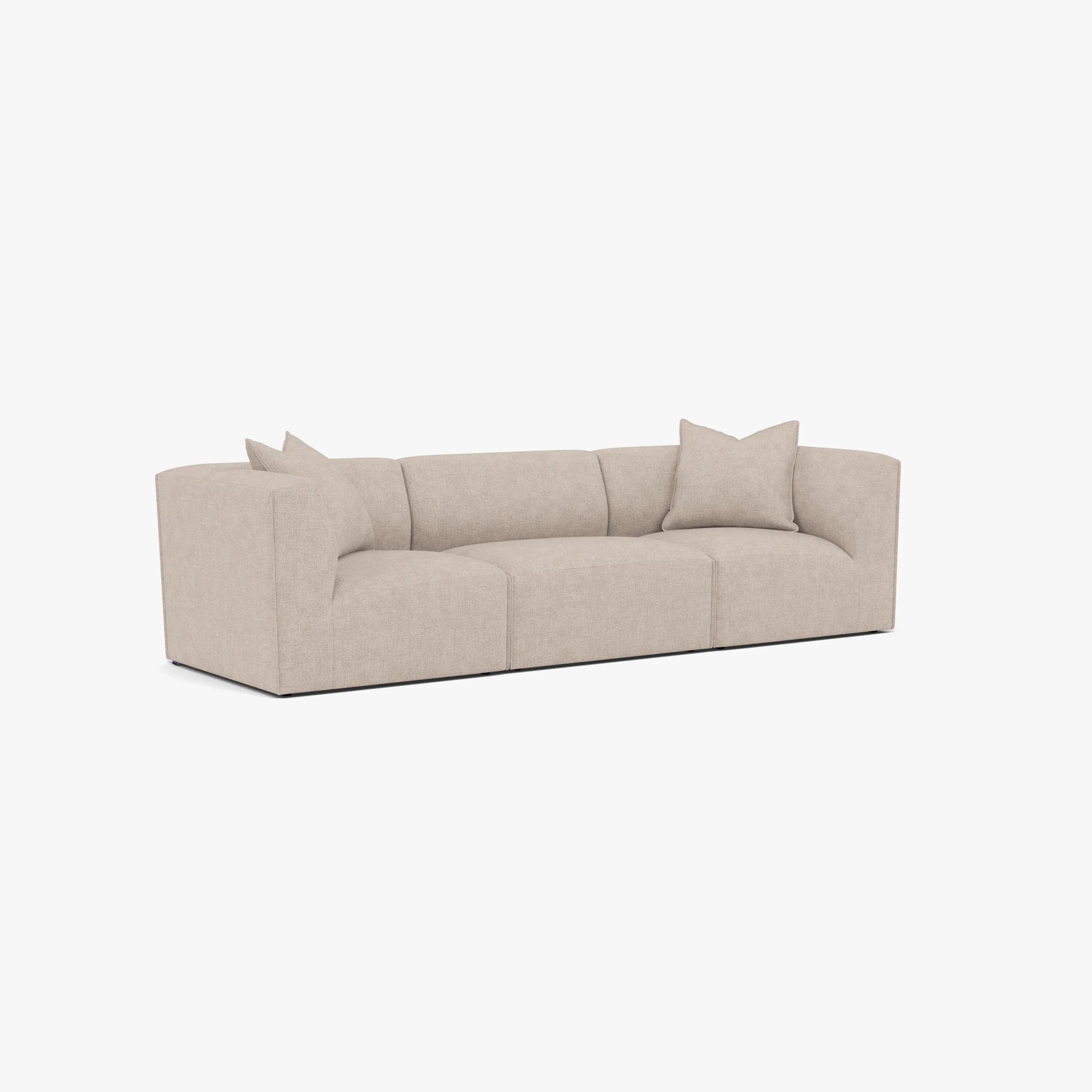 Walt Modular Sofa 3-Seater Ivory Beige Fabric Solid American Oak