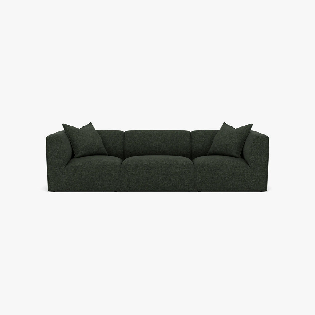Walt Modular Sofa 3-Seater Olive Green Fabric Solid American Oak