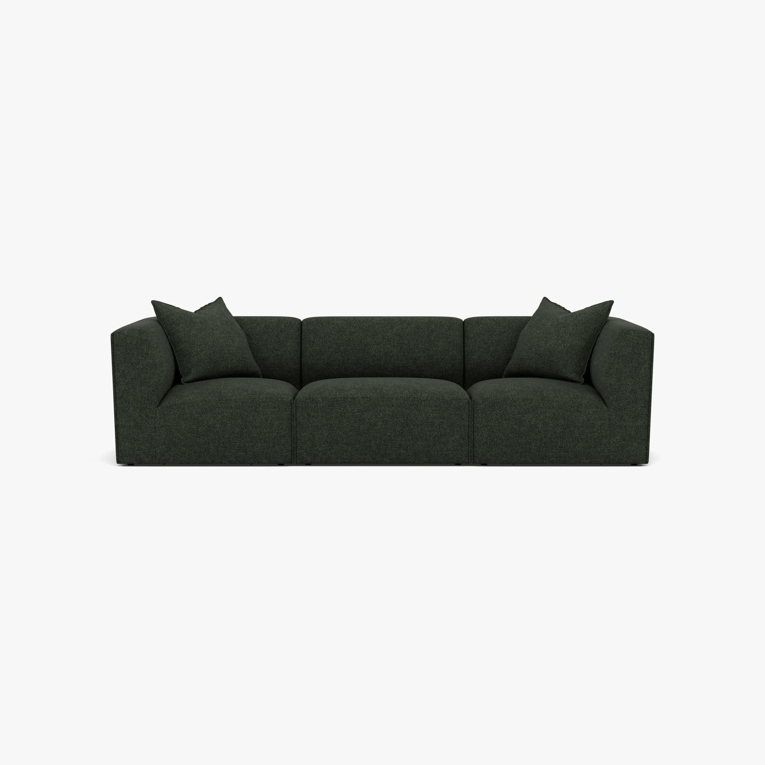 Walt Modular Sofa 3-Seater Olive Green Fabric Solid American Oak