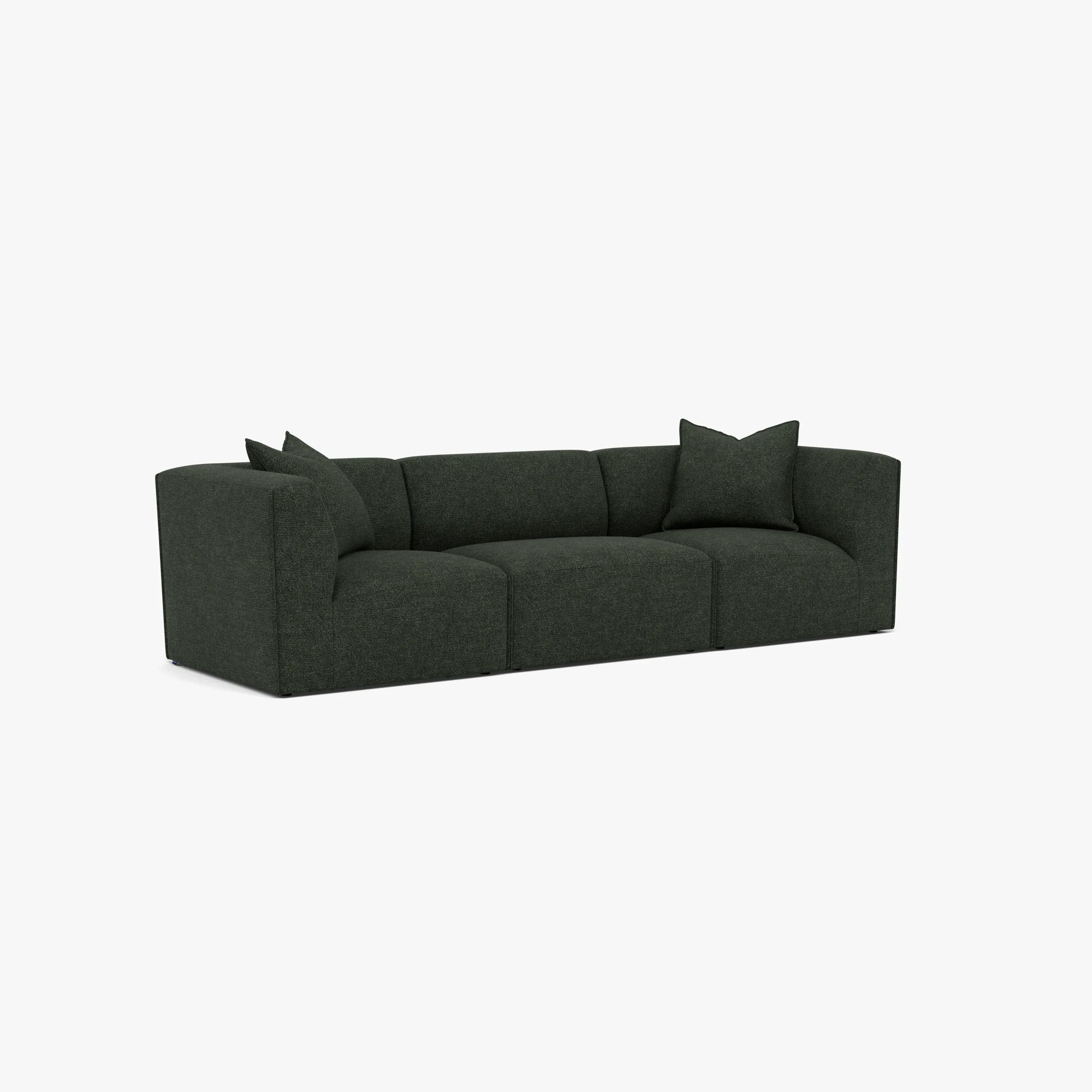 Walt Modular Sofa 3-Seater Olive Green Fabric Solid American Oak