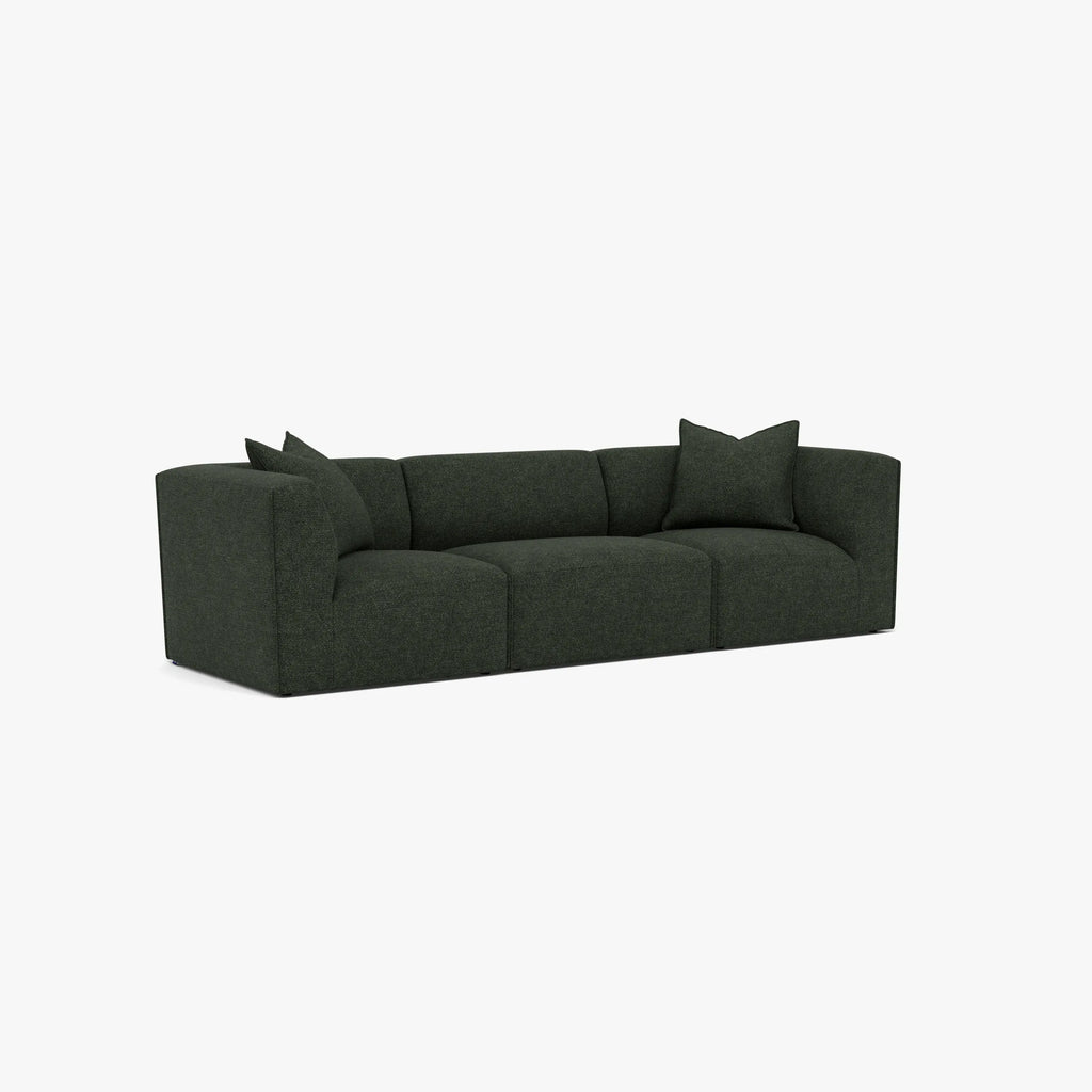 Walt Modular Sofa 3-Seater Olive Green Fabric Solid American Oak