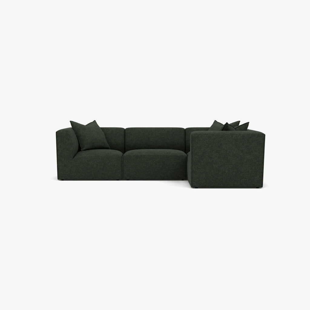 Walt Modular Sofa 4-Seater Corner Olive Green Fabric Solid American Oak