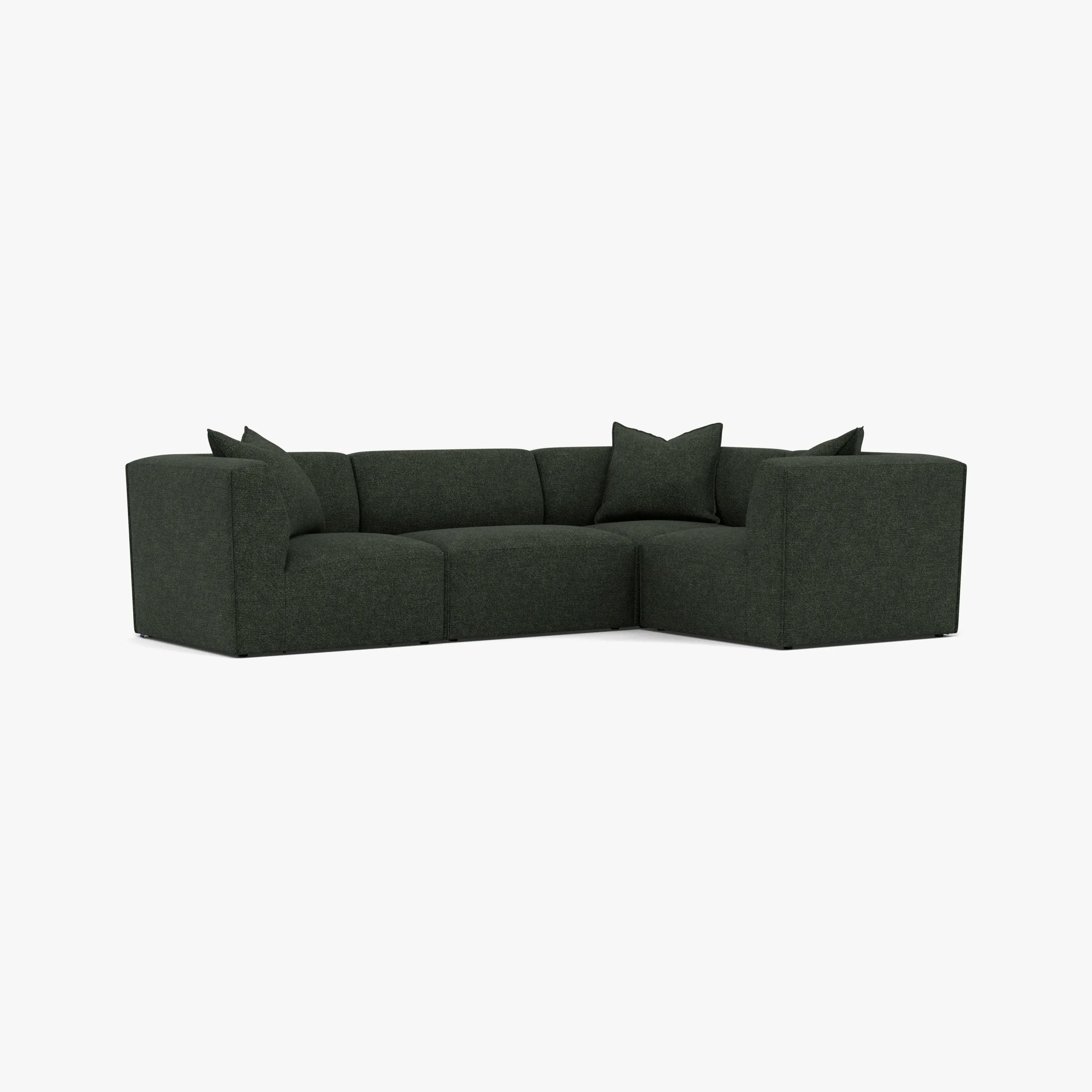 Walt Modular Sofa 4-Seater Corner Olive Green Fabric Solid American Oak
