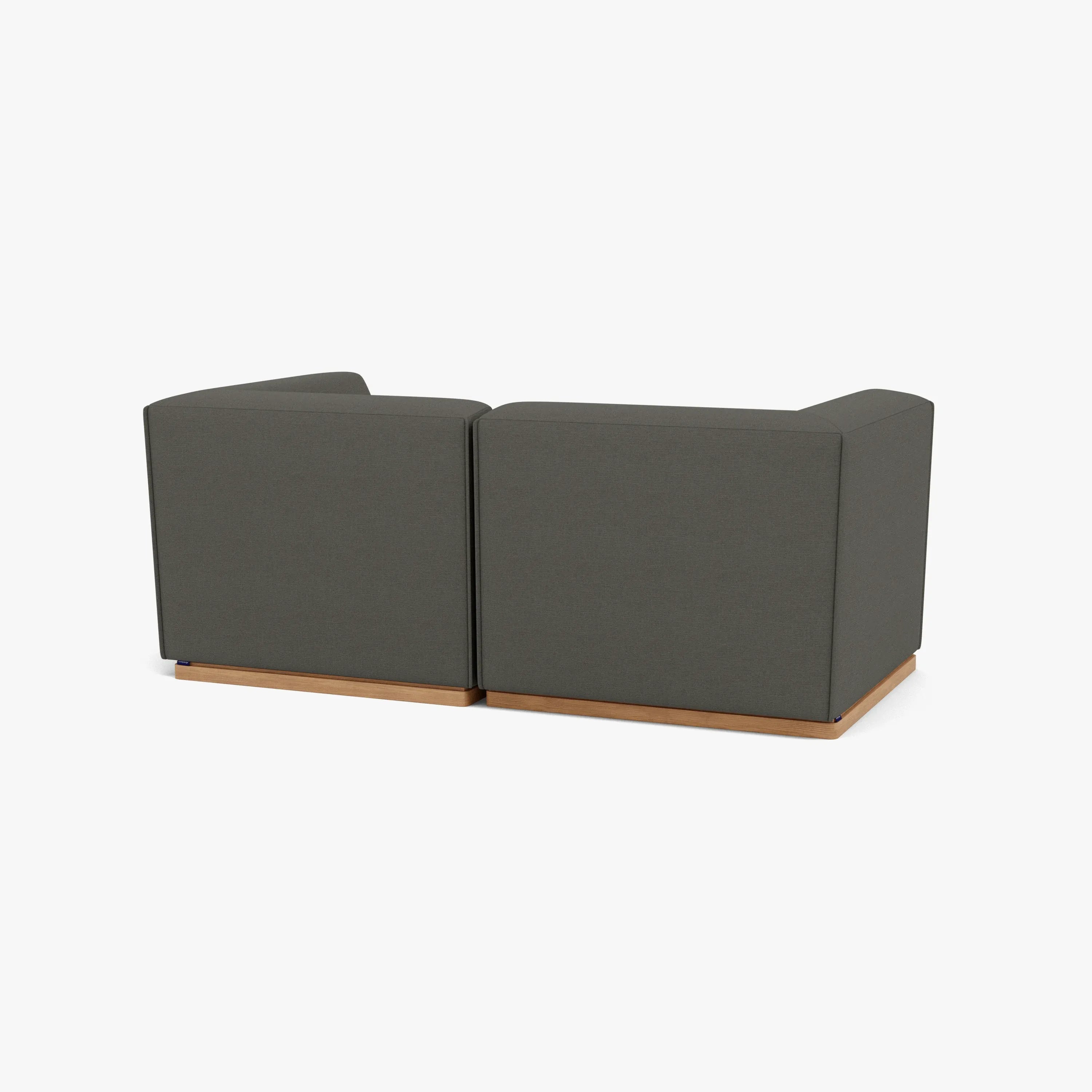 Walter Modular Sofa 2-Seater Quarry Grey Fabric Solid American Oak