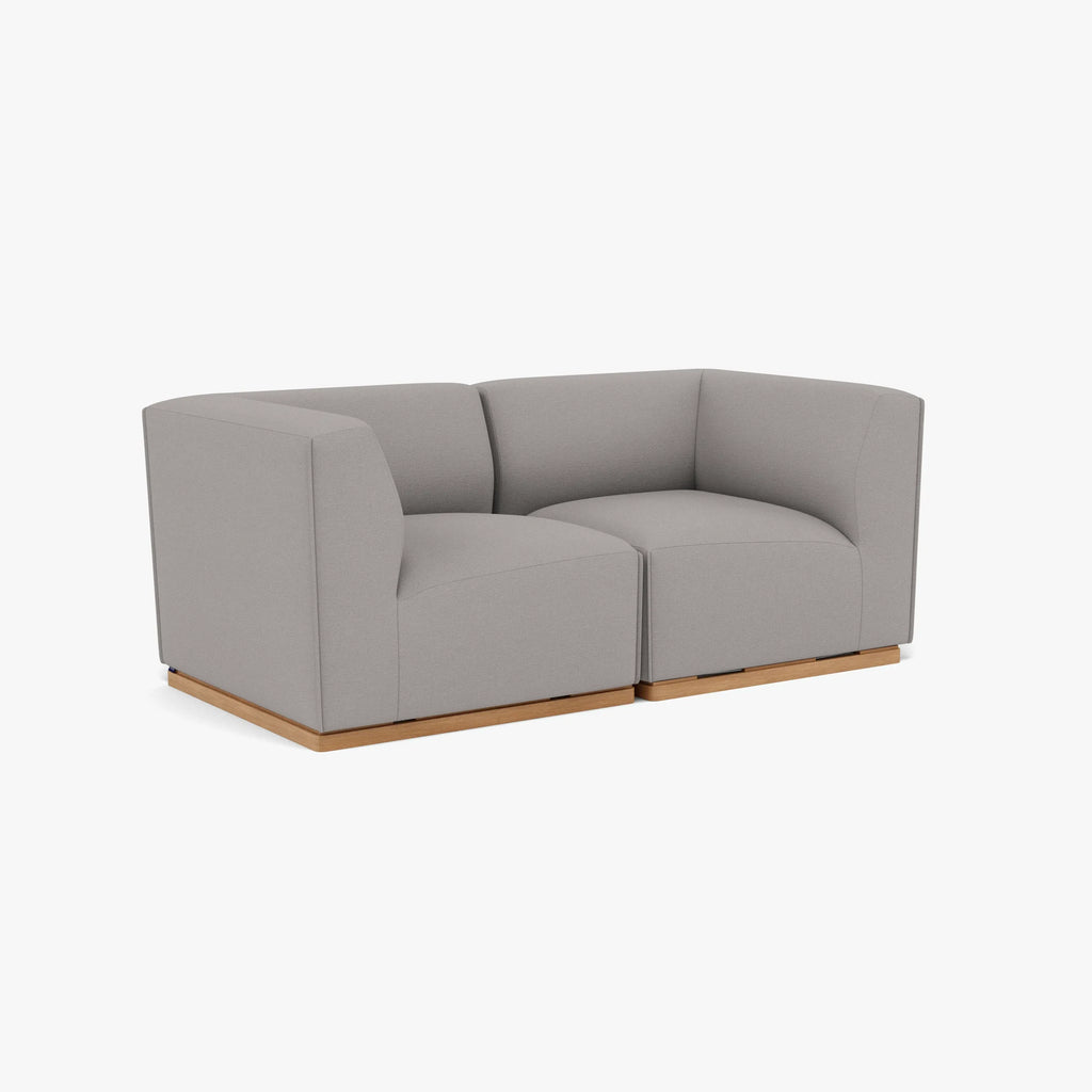 Walter Modular Sofa 2-Seater Tranquil Grey Fabric Solid American Oak