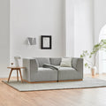 Walter Modular Sofa 2-Seater Tranquil Grey Fabric Solid American Oak