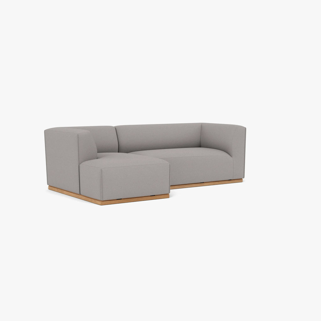 Walter Modular Sofa 3-Seater Left-Hand Chaise Tranquil Grey Fabric Solid American Oak