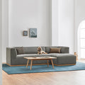 Walter Modular Sofa 3-Seater Right-Hand Chaise Quarry Grey Fabric Solid American Oak